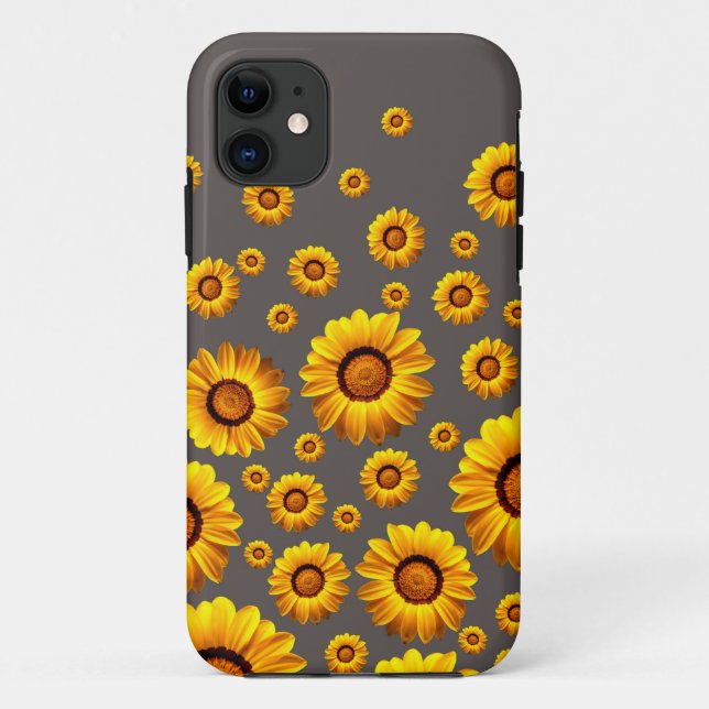 Coques Case-Mate iPhone Belles fleurs jaunes sur arrière - plan gris (Dos)