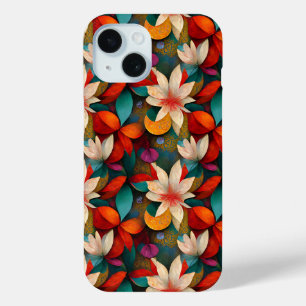 Coque Case-Mate iPhone Belles fleurs Turquoises, orange et blanches