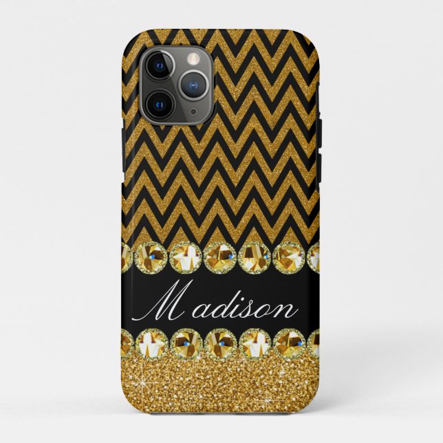 Coques Case-Mate iPhone Belles Paillettes Chevron Ornées de Bijoux Élégant (Dos)