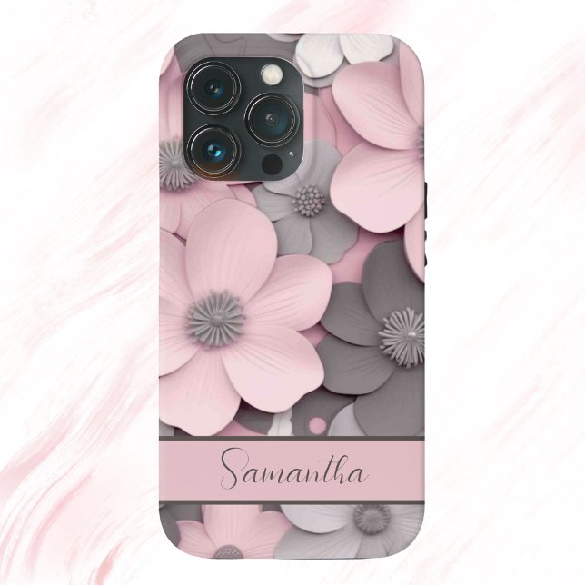 Coques Case-Mate iPhone Belles pavois 3D rose-gris (Créateur téléchargé)