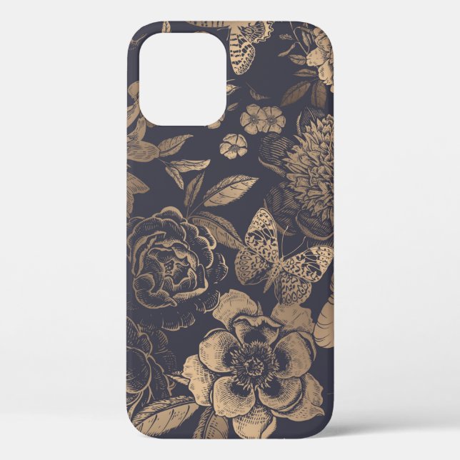 Coques Case-Mate iPhone Belles pivoines de fleurs, roses et papillons.  (Verso)