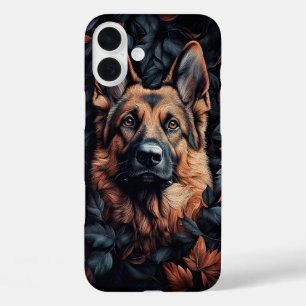 Coque Pour iPhone 16 Plus Berger Allemand dans les feuilles