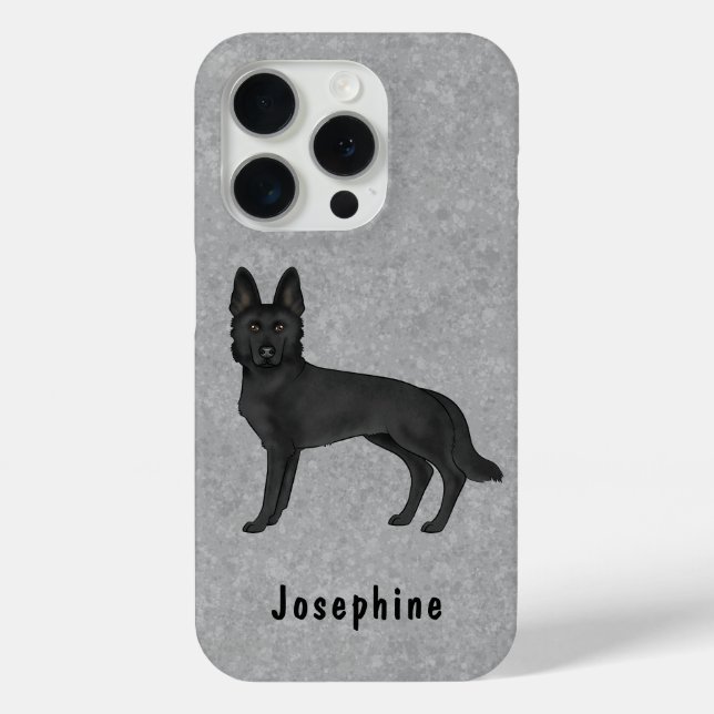 Coques Case-Mate iPhone Berger Allemand Noir Chien mignon Avec Nom Personn (Verso)