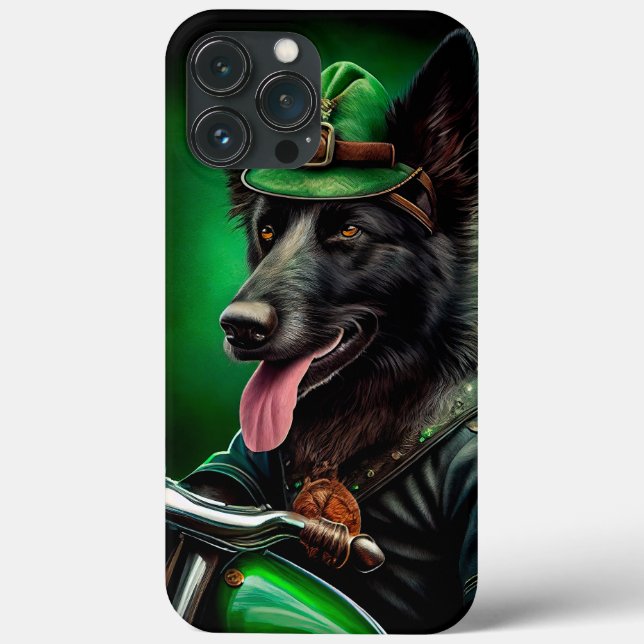 Coques Case-Mate iPhone Berger belge conduisant un vélo la Saint-Patrick (Verso)