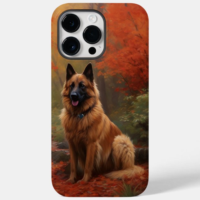 Coques Case-Mate iPhone Berger Belge dans les feuilles d'automne qui tombe (Verso)