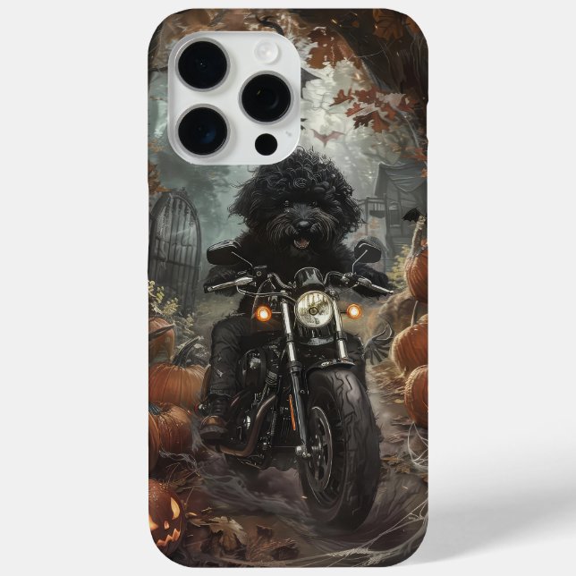 Coques Case-Mate iPhone Bernedoodle à moto Halloween effrayant (Verso)
