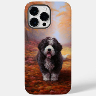 Coque Case-Mate iPhone Bernedoodle dans les feuilles d'automne qui tomben