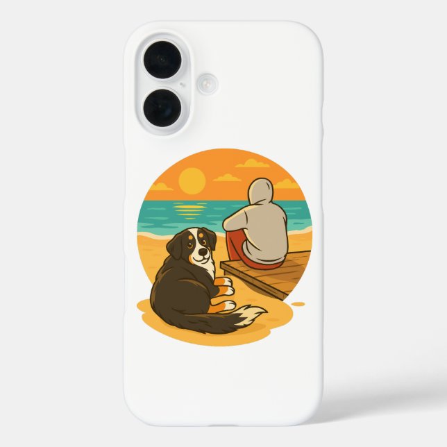 Coques Case-Mate iPhone Bernese Mountain Dog Sunset Beach Companion (Verso)