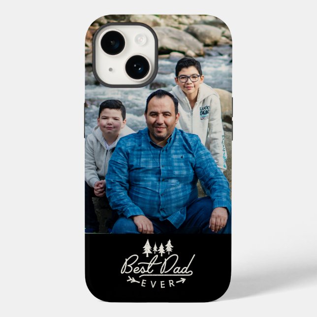 Coques Case-Mate iPhone Best Papa Ever Wood Adventure Photo personnalisée (Verso)