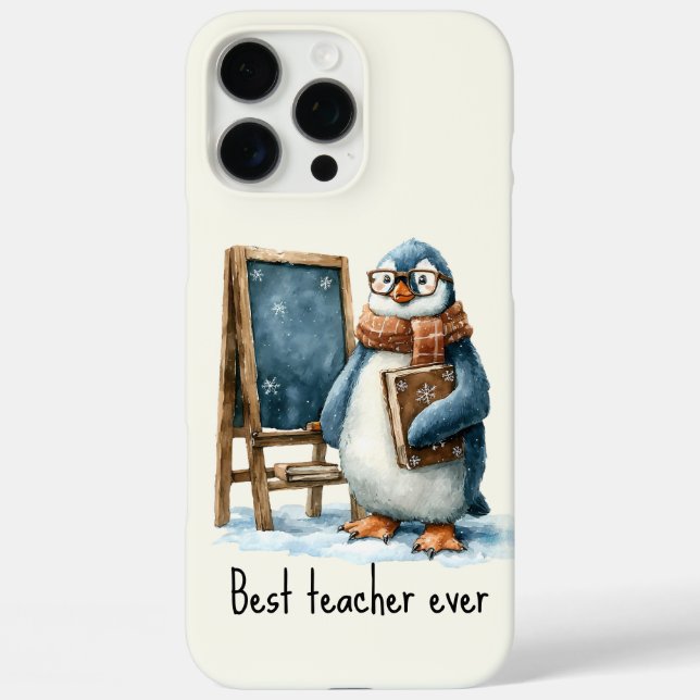 Coques Case-Mate iPhone Best Teacher Ever Winter Penguin Design (Verso)