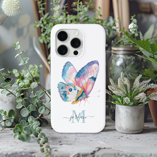 Coques Case-Mate iPhone Beurre d'aquarelle mignon avec votre monogramme (Personalize this case with your name and monogram initial.)