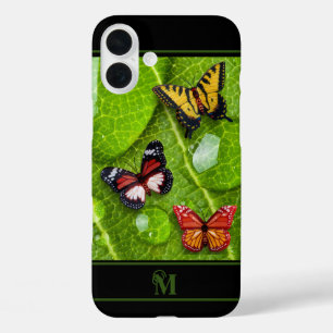 Coque Pour iPhone 16 Plus Beurre mou Raindrops Motif de la nature feuille