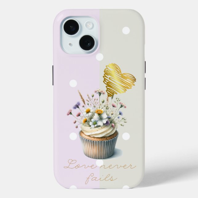 Coques Case-Mate iPhone Bible Adorable Mauve Gris Point Floral Cupcake Cœu (Verso)