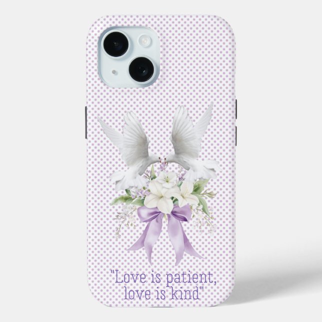 Coques Case-Mate iPhone Bible Féminin Mauve Petits Points Colombe Blanche  (Verso)