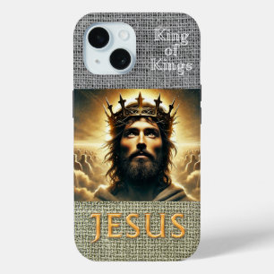 Coque Case-Mate iPhone Bible Inspirante Gris Hessian Jésus Roi Or