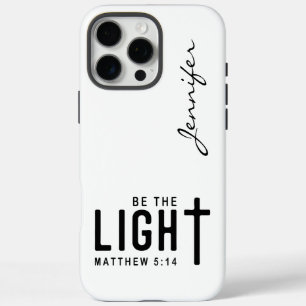 Coque iPhone 16 Pro Max Bible minimaliste moderne Verse Matthieu 5:14 iPho