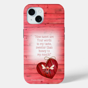 Coque Case-Mate iPhone Bible tendance Faux Bois Rouge Cœur Orange Abeille