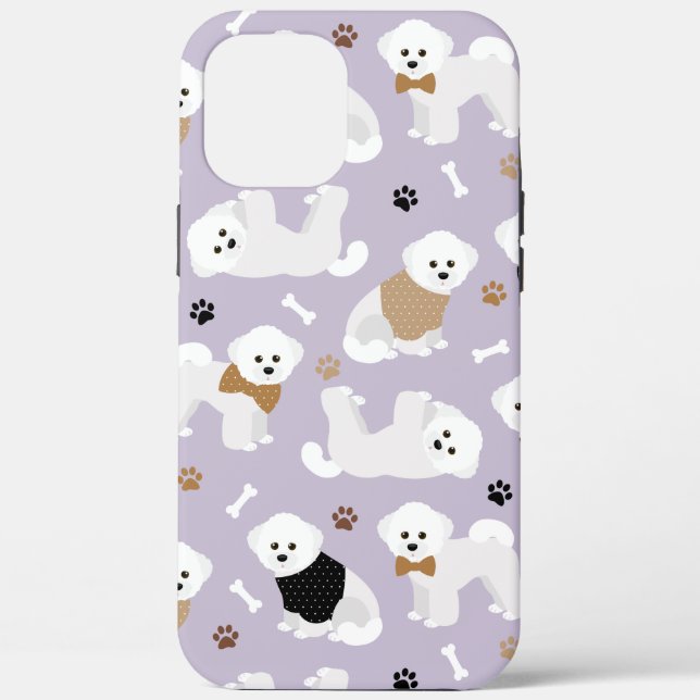 Coques Case-Mate iPhone Bichon Frise Bones and Paws Purple (Verso)