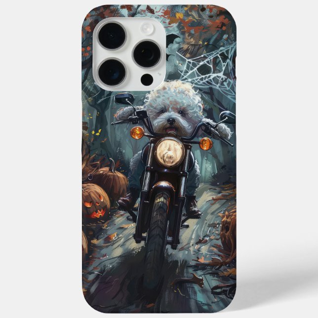 Coques Case-Mate iPhone Bichon Frisé en moto Halloween effrayant (Verso)