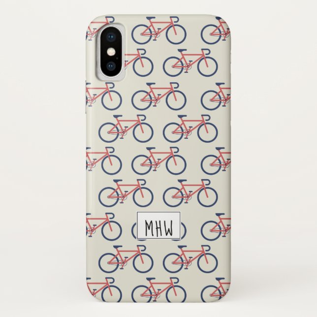 Coques Case-Mate iPhone Bicyclettes Motif monogramme personnalisé (Dos)