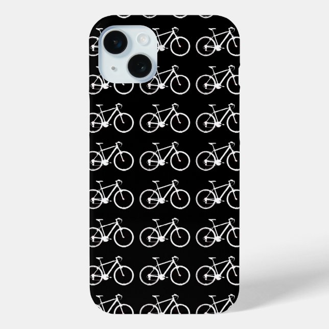 Coques Case-Mate iPhone Bicyclettes répétées en noir et blanc (Verso)