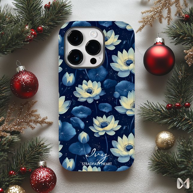 Coques Case-Mate iPhone Bien-être Lotus Fleur Jaune Clair et Bleu Profond (Créateur téléchargé)