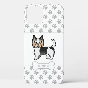 Case-Mate iPhone Case Biewer Terrier avec pattes, os de chien et nom