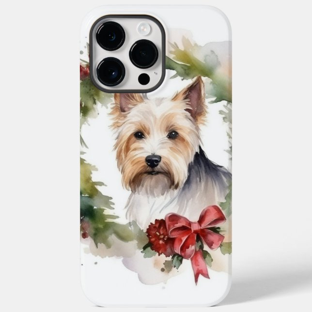 Coques Case-Mate iPhone Biewer Terrier Noël Wreath Festive Pup (Verso)