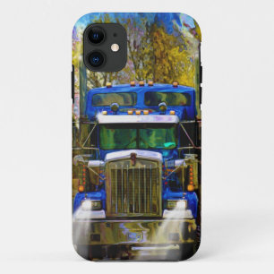 Coque iPhone 11 Big Rig Blue Truck transport lourd Trucker Art
