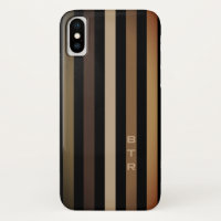 Bige Brown et noir Rayures verticales Monogramme