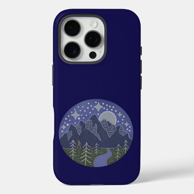 Coques Case-Mate iPhone Bigfoot Nuit étoilée | Art folklorique de cryptide (Verso)