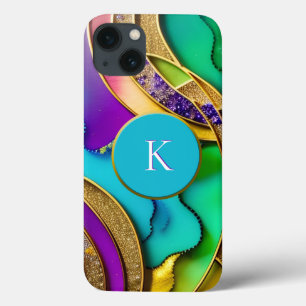 Case-Mate iPhone Case Bijou coloré moderne Monogramme Abstrait & or