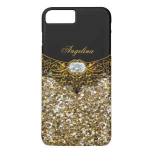 Coque iPhone 8 Plus/7 Plus Bijou Elite Régal Or Diamant Noir