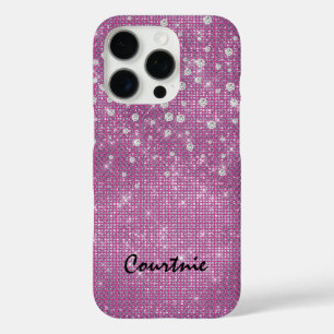 Coque iPhone 16 Pro Bijoux en diamant rose Glam