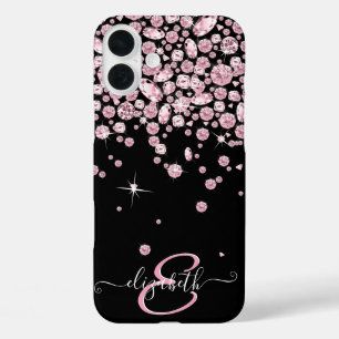Coque Pour iPhone 16 Plus Bijoux en diamant rose Monogramme