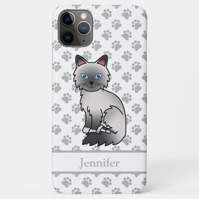 Coques Case-Mate iPhone Birman / Ragdoll Point Bleu Chat Mignon & Nom (Dos)
