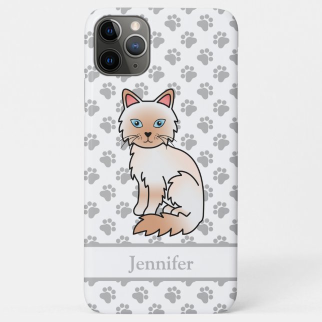 Coques Case-Mate iPhone Birman / Ragdoll Point Rouge Chat Mignon & Nom (Dos)