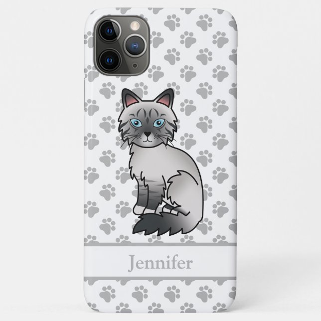 Coques Case-Mate iPhone Birman / Ragdoll Tabby bleu mignon & nom (Dos)