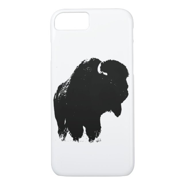 Coques Case-Mate iPhone Bison de bison noir et blanc Pop Art (Dos)