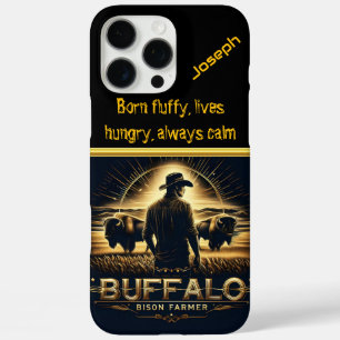 Coque iPhone 16 Pro Max Bison Farmer au coucher du soleil