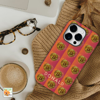 Coque Case-Mate iPhone bitcoin JOLIE rose RETRO cadeau ROUGE avec nom