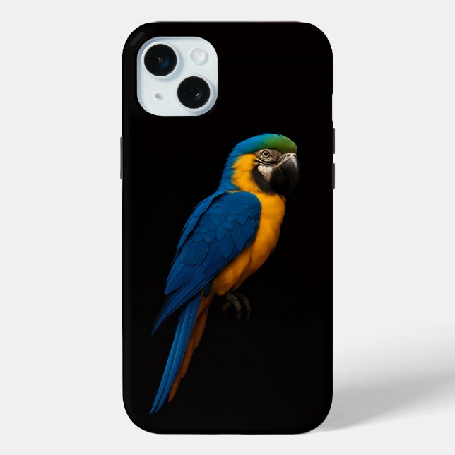 Coques Case-Mate iPhone Black 4 Luxe, Ara bleu et jaune iPhone 15 Plus (Verso)