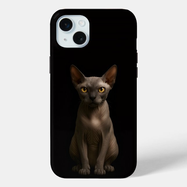 Coques Case-Mate iPhone Black 4 Luxe, Chat Sphynx iPhone 15 Plus (Verso)