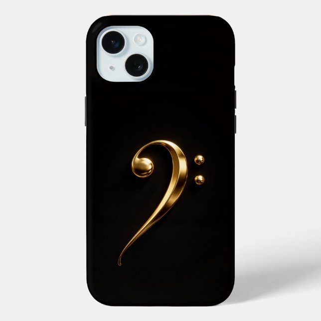 Coques Case-Mate iPhone Black 4 Luxe, Golden Bass Clef iPhone 15 Plus (Verso)
