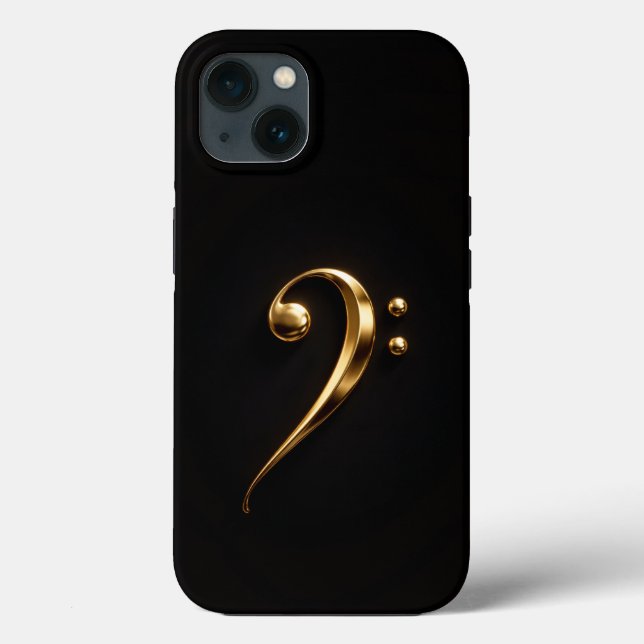 Coques Case-Mate iPhone Black 4 Luxe iPhone 13, Golden Bass Clef (Verso)