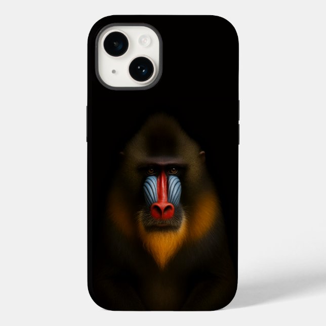 Coques Case-Mate iPhone Black 4 Luxe iPhone 14 Case-Mate, Mandrill Monkey (Verso)