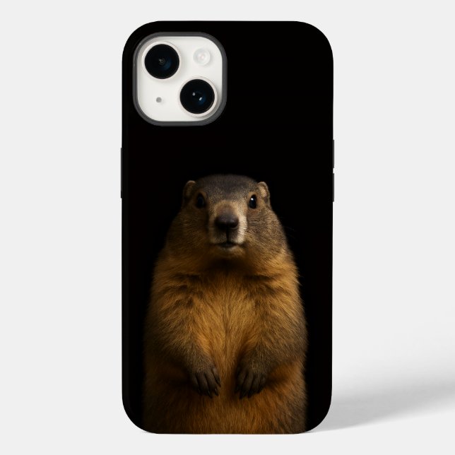 Coques Case-Mate iPhone Black 4 Luxe iPhone 14 Mate, Fluffy Marmot (Verso)