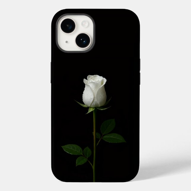 Coques Case-Mate iPhone Black 4 Luxe iPhone 14 Mate, Pure White Rose (Verso)