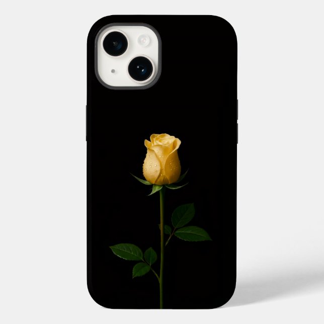 Coques Case-Mate iPhone Black 4 Luxe iPhone 14 Mate, Sunlit Yellow Rose (Verso)