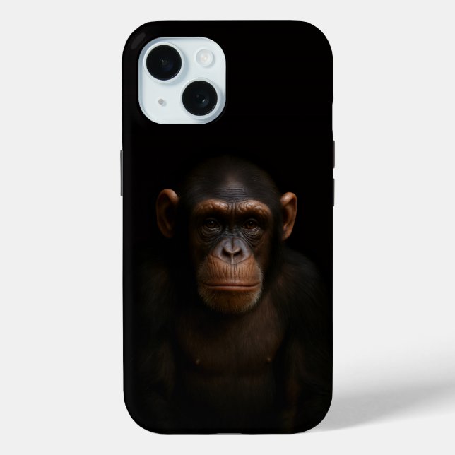 Coques Case-Mate iPhone Black 4 Luxe iPhone 15 Case, Serene Chimpanzee (Verso)